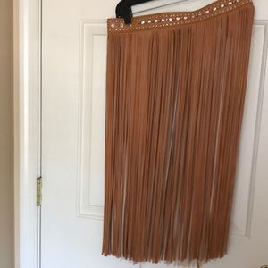 Leather fringed belt